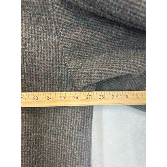 Eddie Bauer Coat Mens XL Brown Herringbone Wool Leather Vtg - Picture 9 of 10